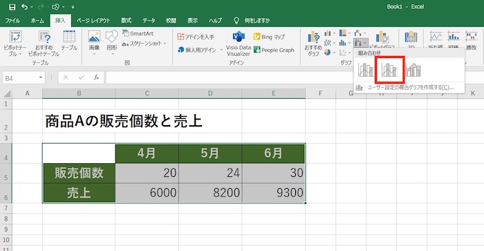 メニューからグラフを選択